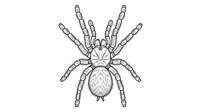 Top view tarantula spider outline for biology