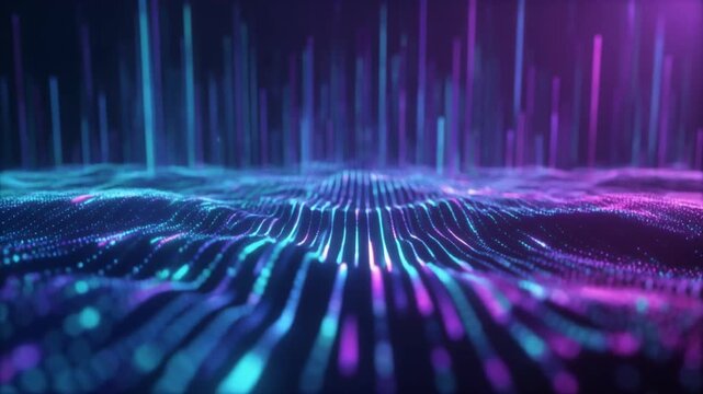 Abstract Digital Data Stream Background in Blue and Purple