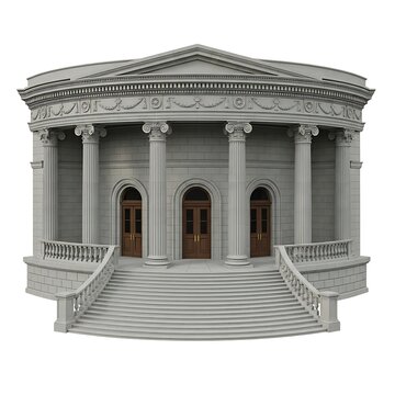 Neoclassical rotunda building with grand staircase and columns