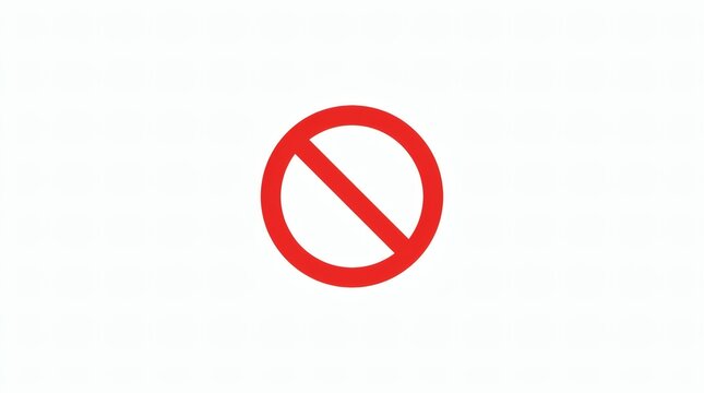 Red prohibited sign vector icon isolated on white background, universal symbol for no entry, ban, restriction, or stop.