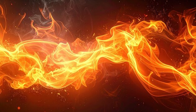 Fire flame abstract background with orange light effects