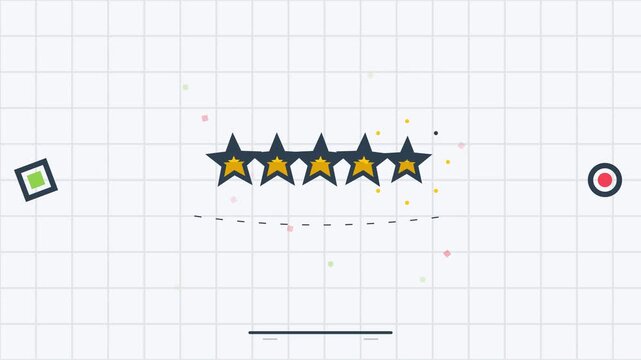 Geometric Shapes Moving Across White Grid Background in Minimalist Animation