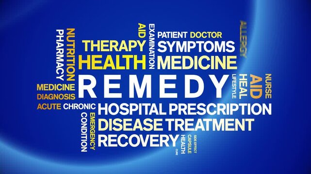 Remedy animated word cloud-text design animation tag kinetic typography seamless loop.