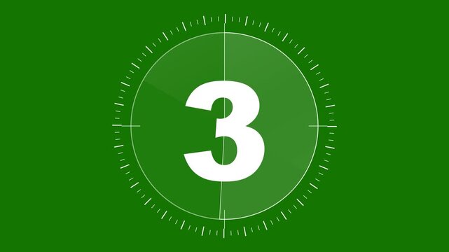 Green screen countdown sequence with numbers counting down from four to one.