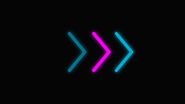 Glowing Neon Arrows Animation Flowing to the Right.