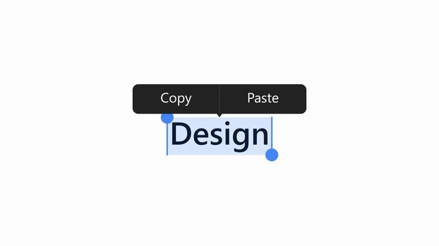 A sequence demonstrating selecting text and accessing the copy and paste menu on a digital interface.