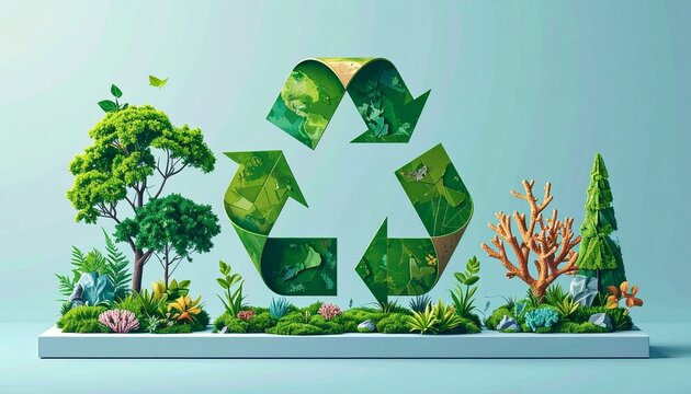 Eco friendly sustainable living green lifestyle illustration.