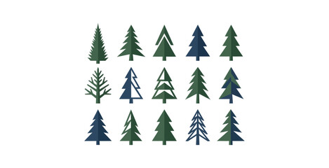 Fototapeta premium Flat Design Evergreen Tree Vector Set