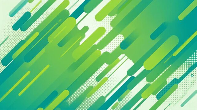Abstract green geometric background with dynamic diagonal lines and halftone dots, creating a modern and vibrant design.