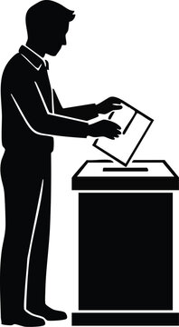 Citizen inserts a ballot into the collection container to cast a vote during the democratic process of selecting new political representatives for the country.