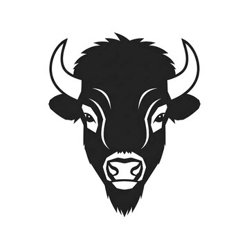 Bison head vector in minimalist black and white design