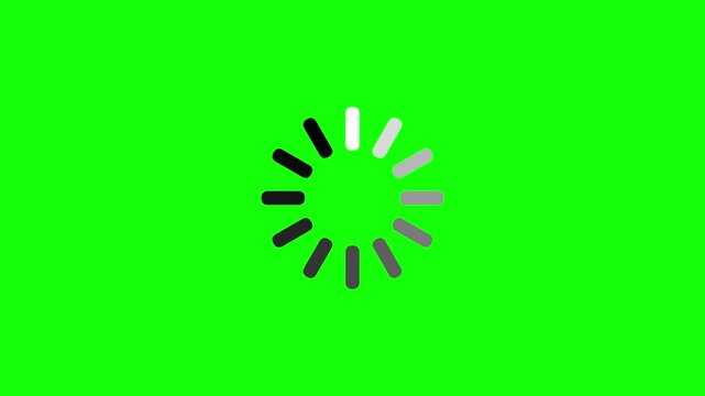 Loading Spinner Icon Rotating on Bright Green Screen Background