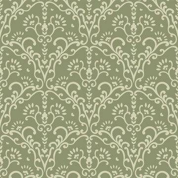 Sage Green Classic Floral Damask