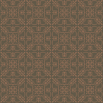 Brown Floral Blockprint Square Medallion