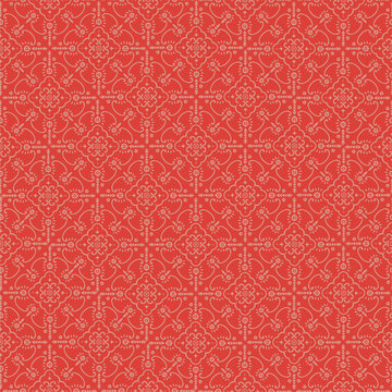 Red Intricate Floral Medallion Damask