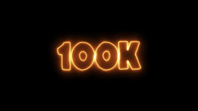 Glowing orange 100k neon text