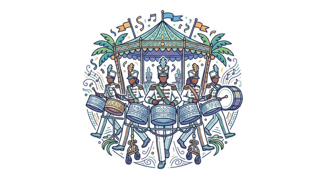 Colorful illustration of royal procession on elephant.