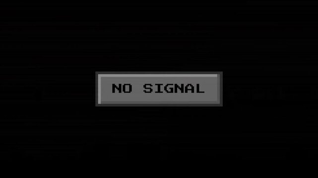 An electronic display shows a prominent 'NO SIGNAL' message against a deep black background, symbolizing a complete lack of input or an interruption in the video feed