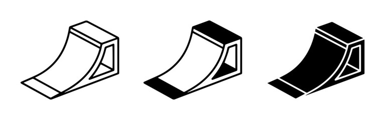 Fototapeta premium Skate Ramp Icons, BMX Jump Vector Graphics, Sports Obstacle Set