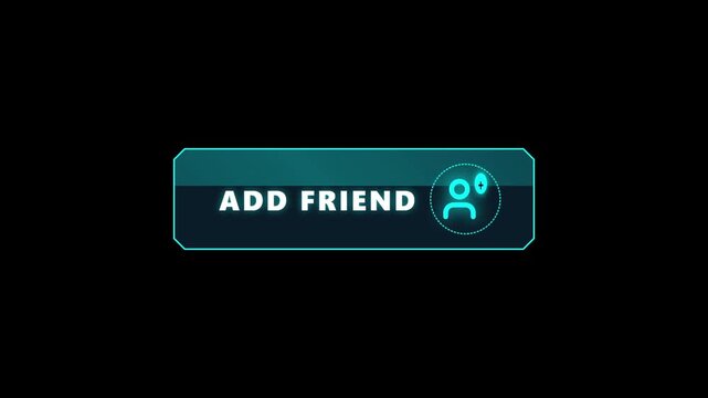 Futuristic digital add friend button on black background
