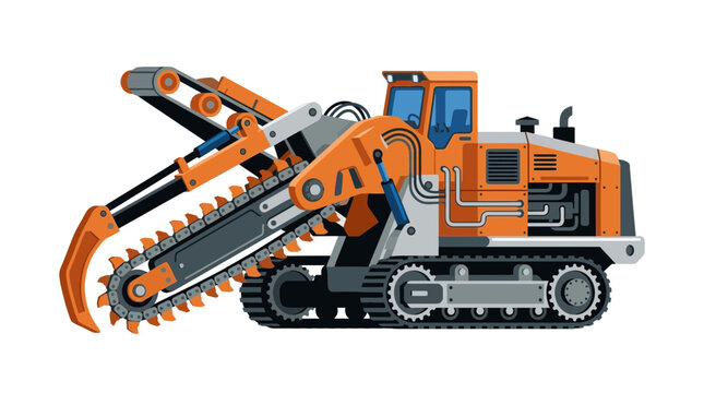 Orange Industrial Trencher Machine on Tracks