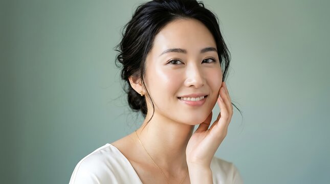 Beautiful young asian woman with healthy glowing skin