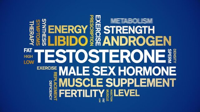 Testosterone animated word cloud-text design animation tag kinetic typography seamless loop.