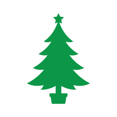 Obraz premium Green Christmas Tree Vector Icon Isolated on White Background