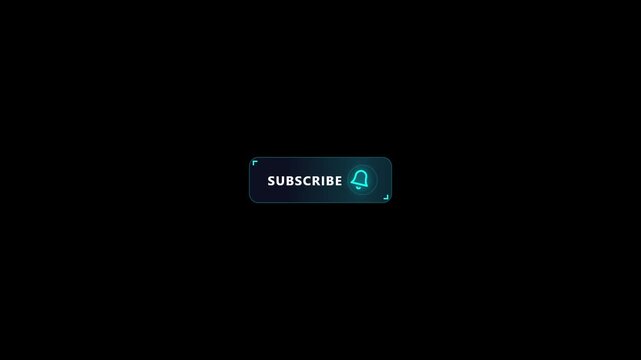 Futuristic neon blue subscribe button with notification bell