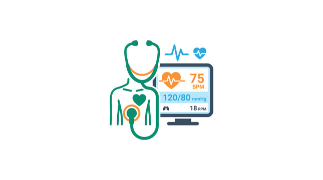 Medical Health Check Monitor Heartbeat Pulse Vital Signs Icon