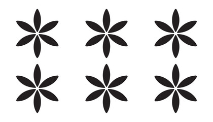 Obraz premium Black simple flower icons arranged in grid pattern isolated on transparent background for web designs.