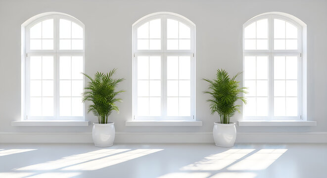 Two small indoor potted plants by bright window in room