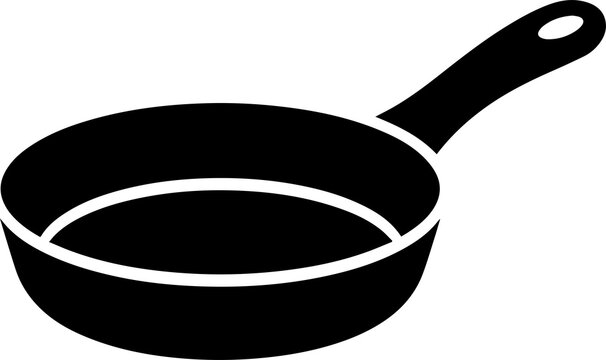 Frying Pan Skillet Silhouette Icon Vector Black Solid Style for Kitchen Cooking Restaurant