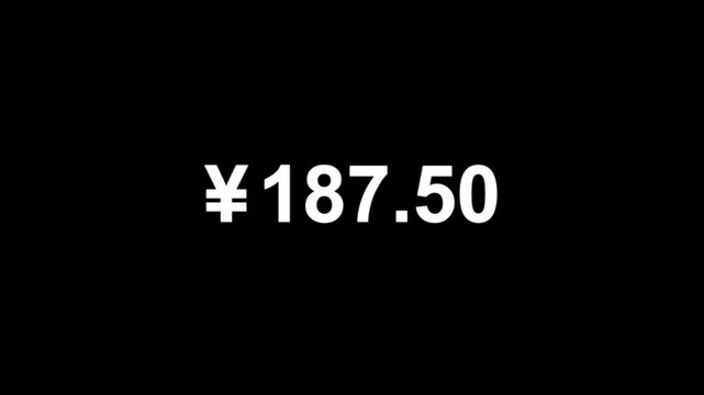 Yen counter numbers animation. Yen count 0 to 300 text icon animation.Numbers of Yen money currency counting text icon. Yen counting numbers animation isolated on black background