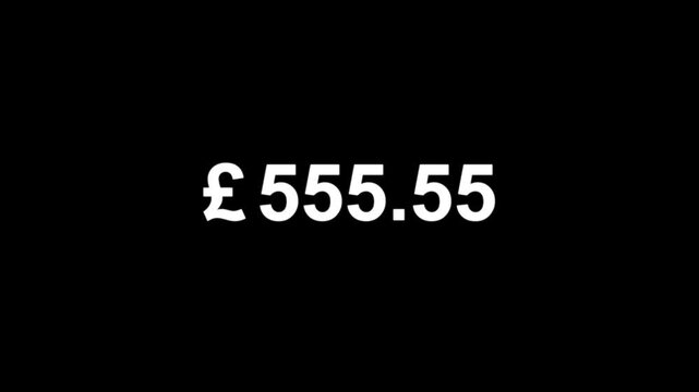 Pound sterling counter animation. Pound count 0 to 5,000 text icon animation.Numbers of Pound money currency counting text icon. Pound counting numbers animation black background