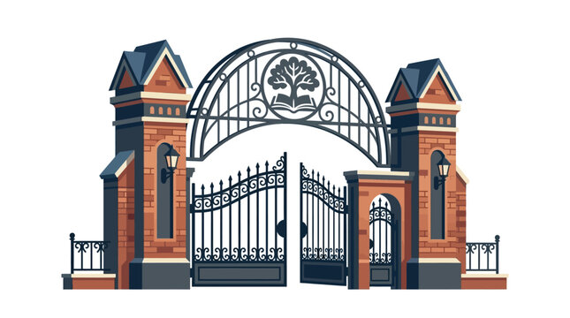Modern generic school entrance gate design for educational institution building architecture