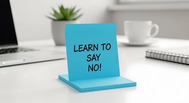 Learn to Say No Message on Office Desk for Boundary Setting
