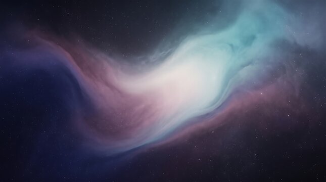 Abstract nebula cloud in deep space with purple and turquoise light, turquoise