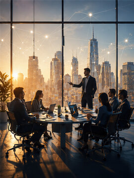 Executive Team Planning Future Business Strategy at Sunset