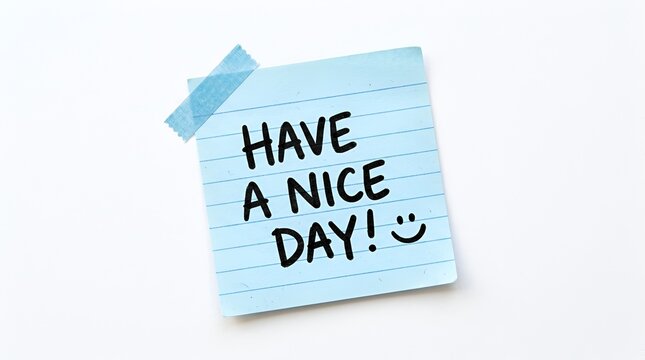 Blue Sticky Note Have A Nice Day Isolated On White Background