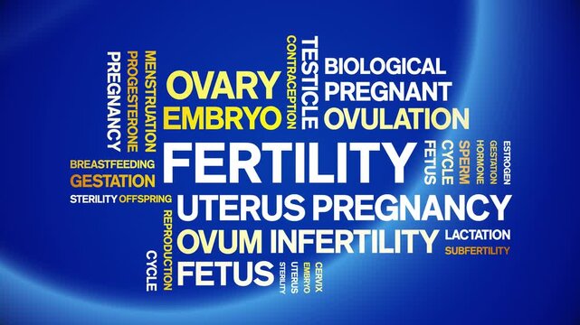 Fertility animated word cloud-animation tag kinetic typography seamless loop.