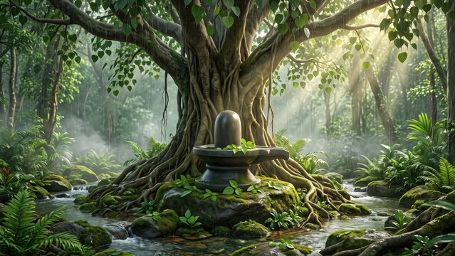 Monsoon Forest Shrine Dedicated to Lord Shiva