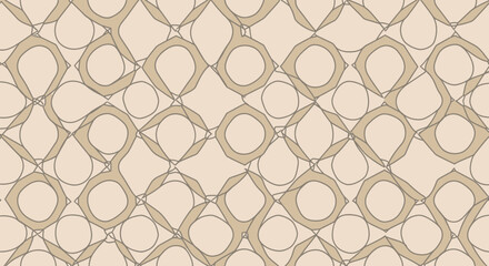 Obraz premium Neutral geometric seamless pattern with repeating curved shapes.