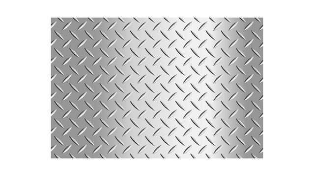 Industrial Metallic Silver Diamond Plate Texture, Steel Tread Plate Pattern isolated on White Background