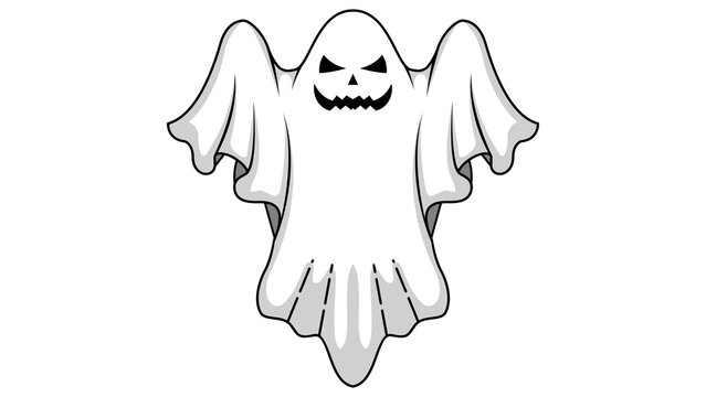 Spooky Halloween Ghost Illustration Isolated on White Background