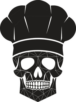 skull chef  silhouette vector icon  bold geometric