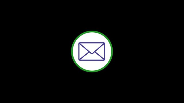 Email Icon with Blue Envelope on White Circle Background symbol message