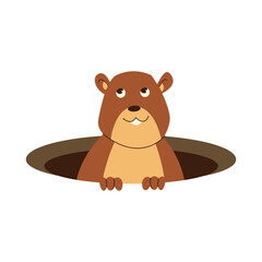 Obraz premium Cute Groundhog Illustration in Cartoon Design. Vector Character.