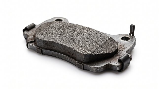 New automotive brake pad ready for installation. High-performance friction material for vehicle safety and maintenance.