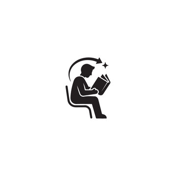 Person sitting and reading a book icon